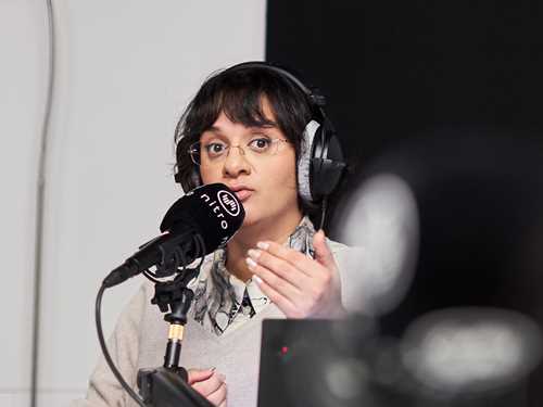 Zeenat Amiri recording the series SOLO OSLO: Your Voice. Photo: Kilian Munch © Munchmuseet