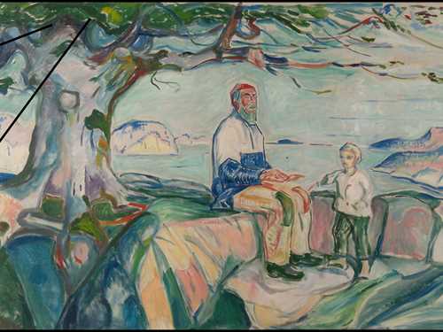 The image sections show how the varnish is yellowed and cracked. The crackles run through the entire varnish layer. But as this poses no immediate risk to the paint layer below, no cleaning of the painting is planned.