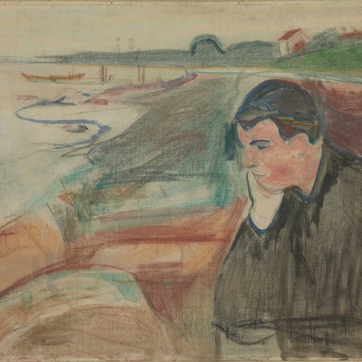 Edvard Munch: Evening. Melancholy. Oil, pencil and color pen on canvas, 1891. Photo © Munchmuseet