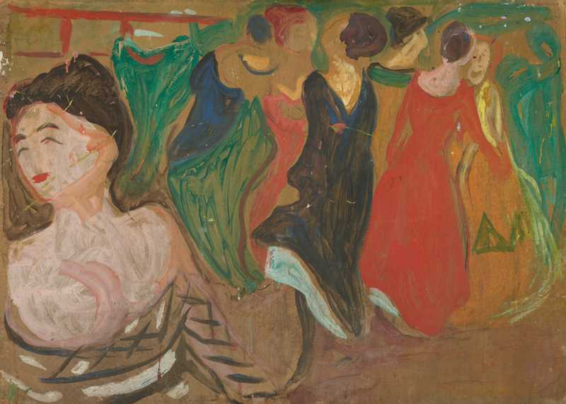 Edvard Munch: Bordellscene. Olje på ugrundert papp, 1903. Foto © Munchmuseet