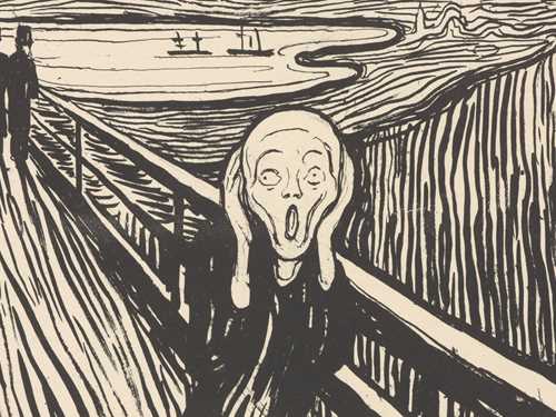 Crop of Edvard Munch: The Scream. Lithograph, 1895. Photo © Munchmuseet