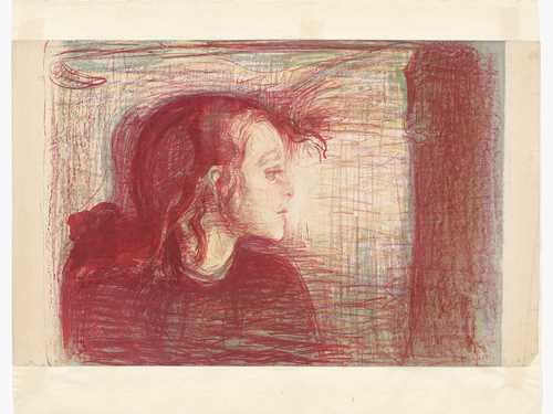 Edvard Munch, The Sick Child I. Lithograph, 41.4 x 58.8 cm, 1910. Photo: Munchmuseet