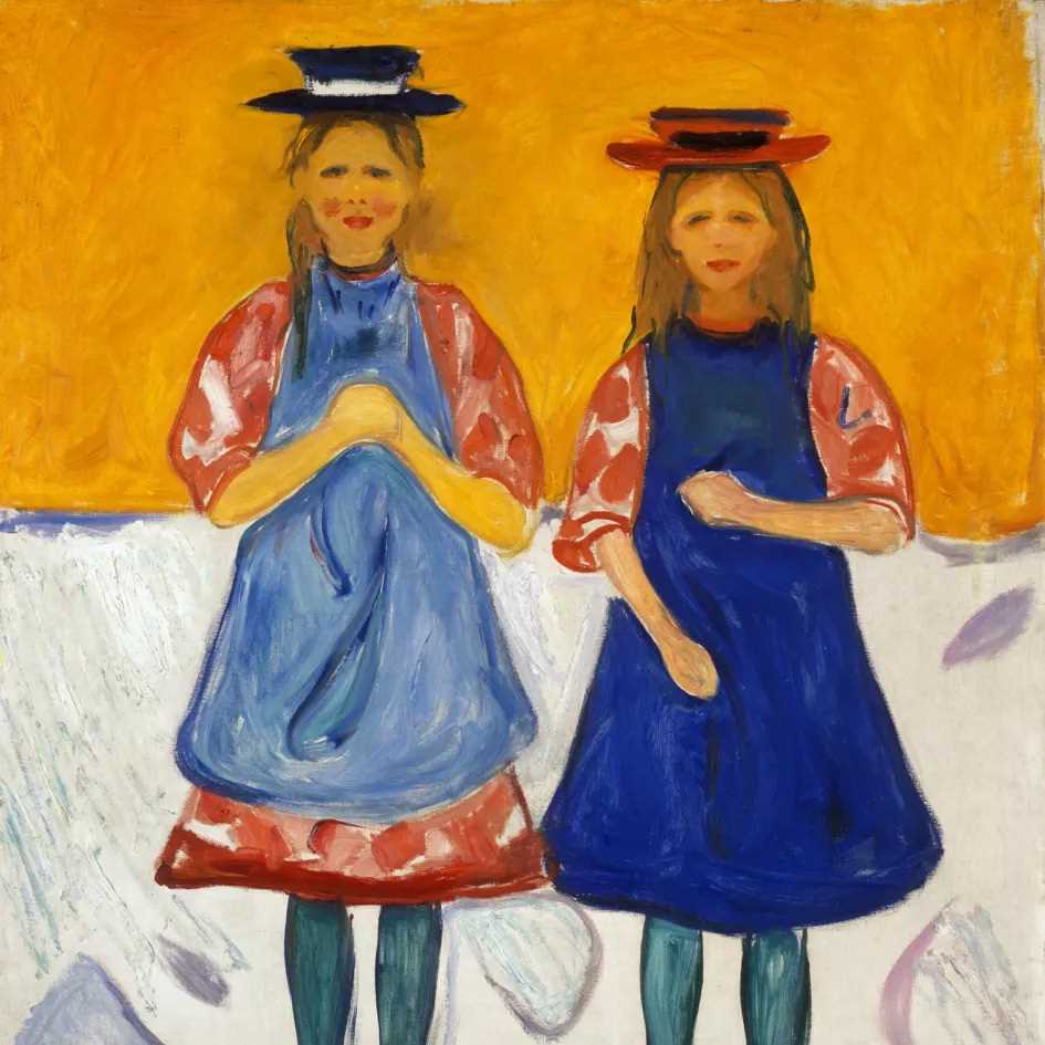 Edvard Munch, To småpiker med blå forklær. Olje på lerret, 1904-05 Foto © Munchmuseet