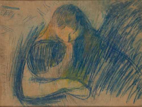 Edvard Munch: Vampire. Crayon, 1893. Photo: Munchmuseet.