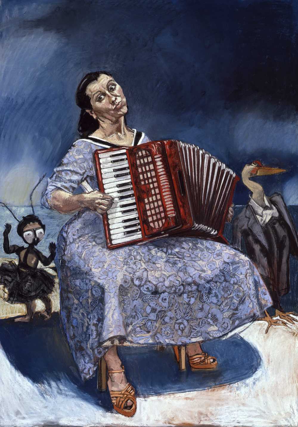Painting of a woman playing accordion
