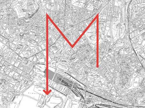 Et kart over Oslo som viser hvor det gamle Munchmuseet på Tøyen lå, og hvor MUNCH ligger i daq, i Bjørvika. Illustrasjon